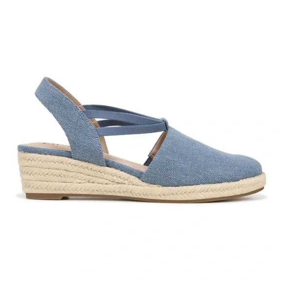 Life Stride Denim Blue Wedge Sandals - Picture 3 of 5